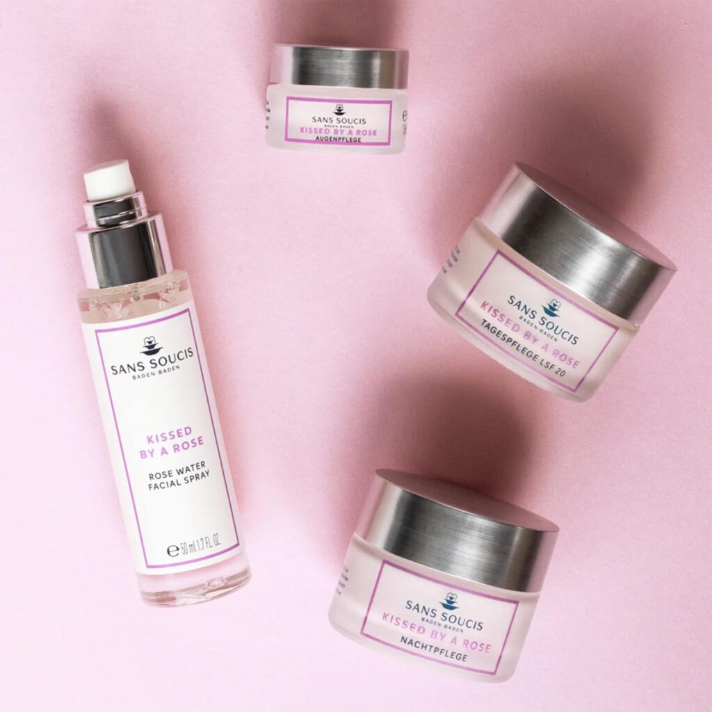 Spray facial de agua de rosas cosmética Alemana Natural Sans Soucis