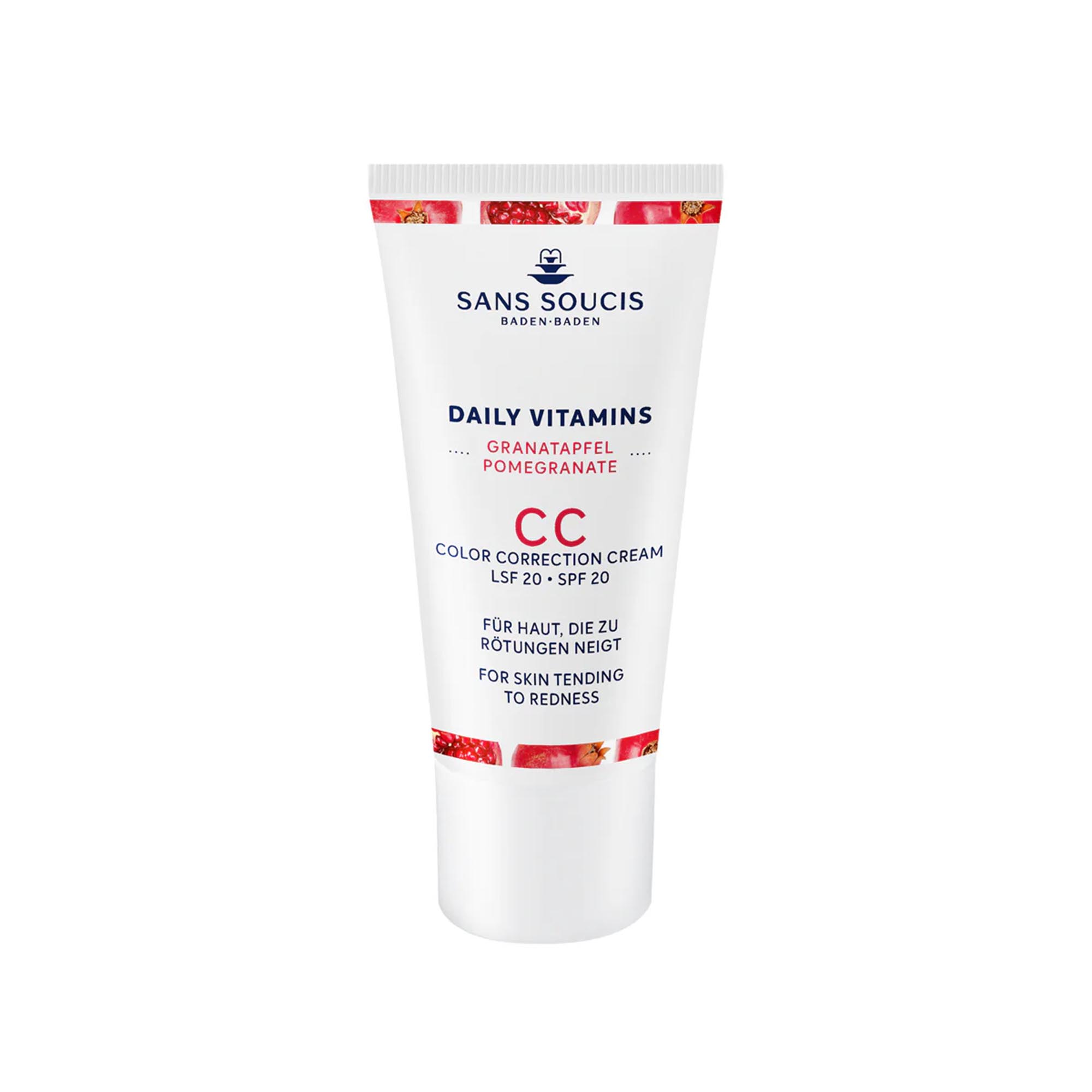 Vitaminas diarias crema facial correctora con color para pieles con tendencia al enrojecimiento cosmética alemana natural SansSoucis